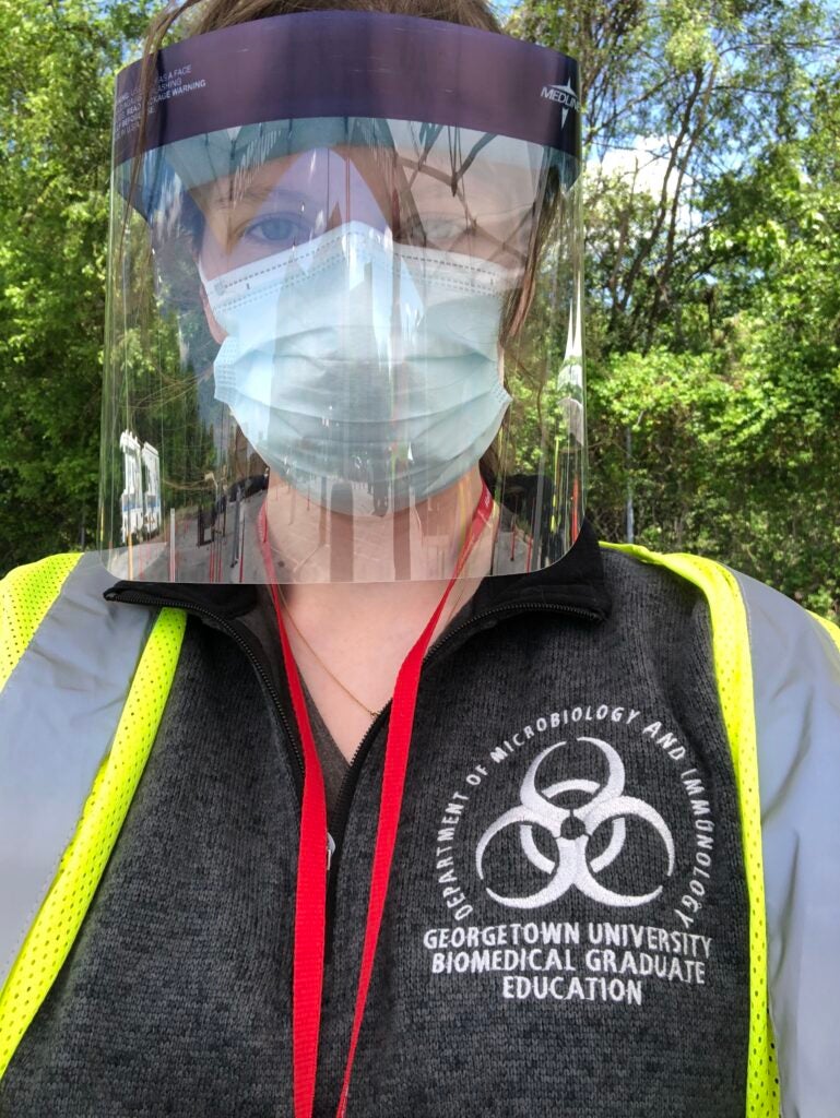 Suzie Stephenson wearing her PPE gear.