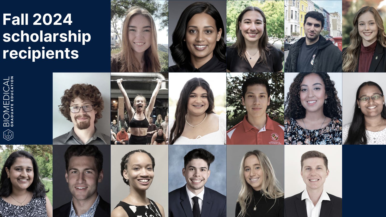 Fall 2024 scholarship recipients - a grid of student headshots