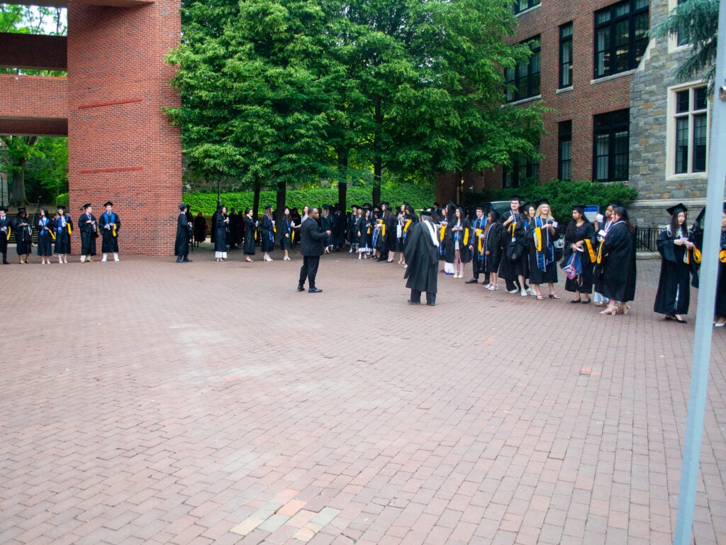 Graduates on Red Square at Commencement line-up