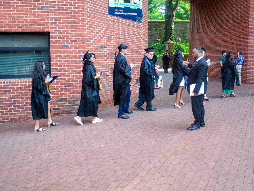 Graduates on Red Square at Commencement line-up
