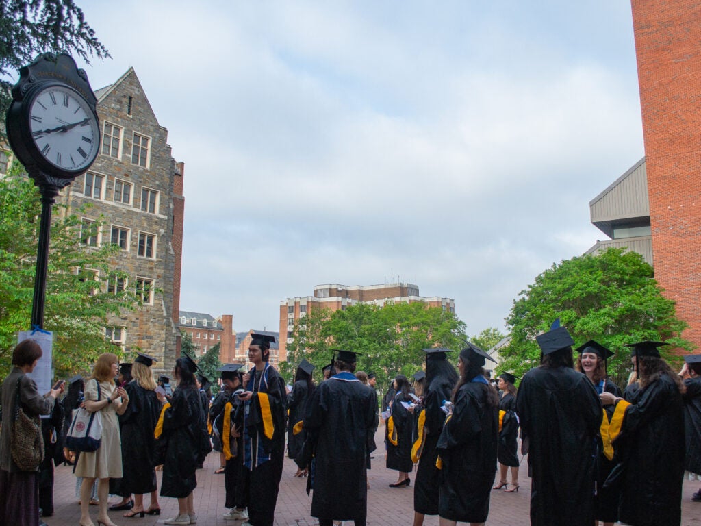 Graduates on Red Square at Commencement line-up