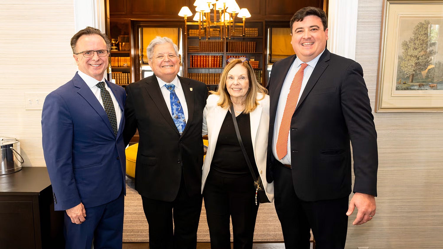 (From left) Norman J. Beauchamp Jr., MD, MHS; William Oppenheim, MD, and wife, the Hon. Patricia Schnegg Oppenheim; and Ryan Murray, MD (G'10, M'14), newly named William and Patricia Oppenheim Endowed Chair in Pediatric Orthopaedics