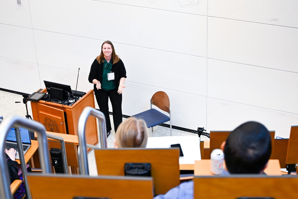 Micaila Curtis gives an oral presentation at Student Research Day 2025