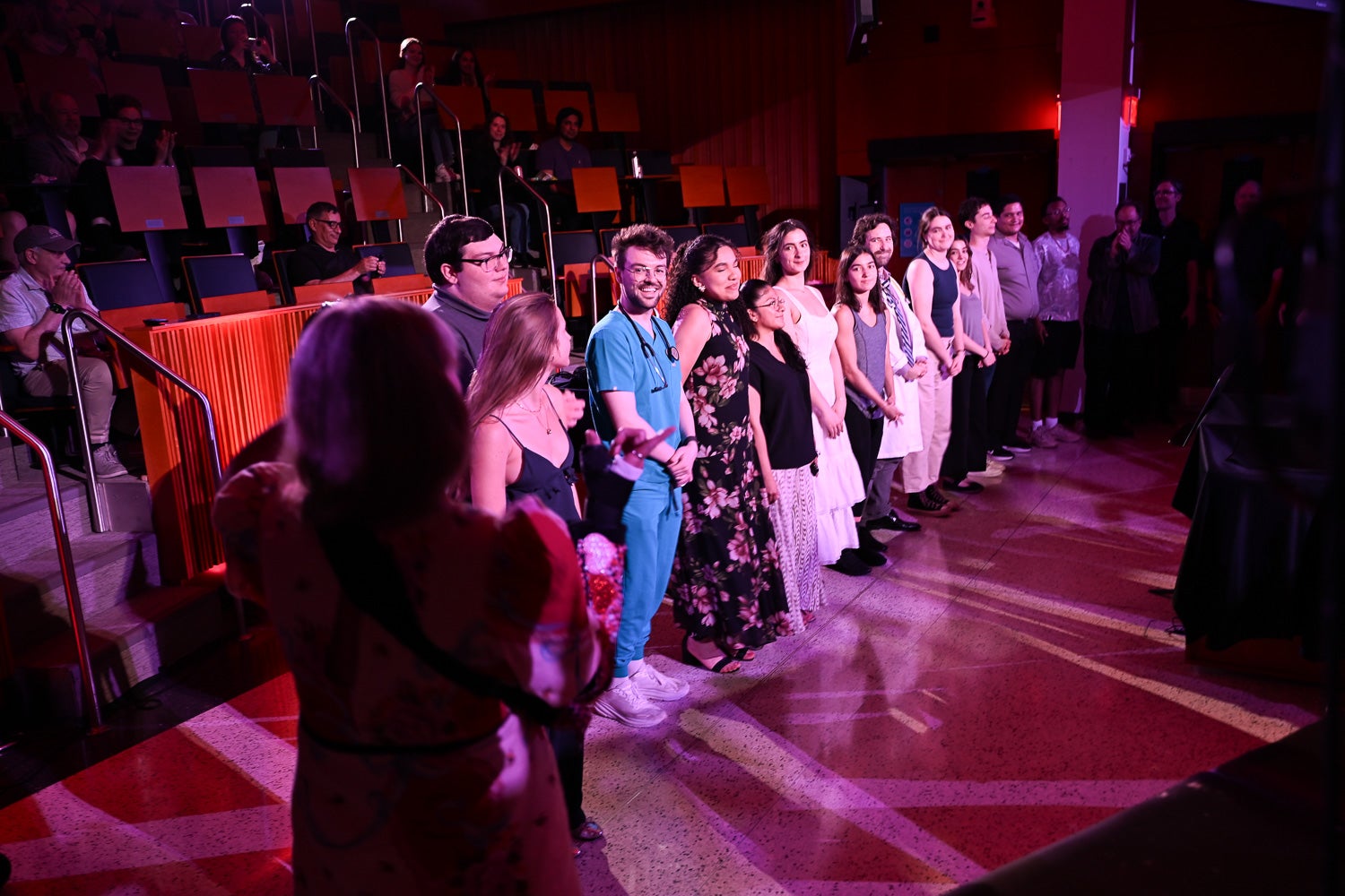 Student performers line up for a bow on the Harvey Amphitheater stage
