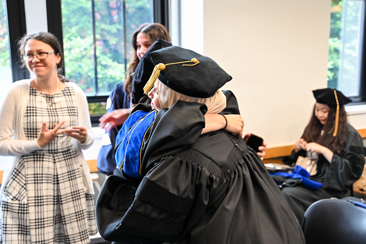 BGE Ph.D. graduates in the line-up room before the School of Medicine Commencement ceremony