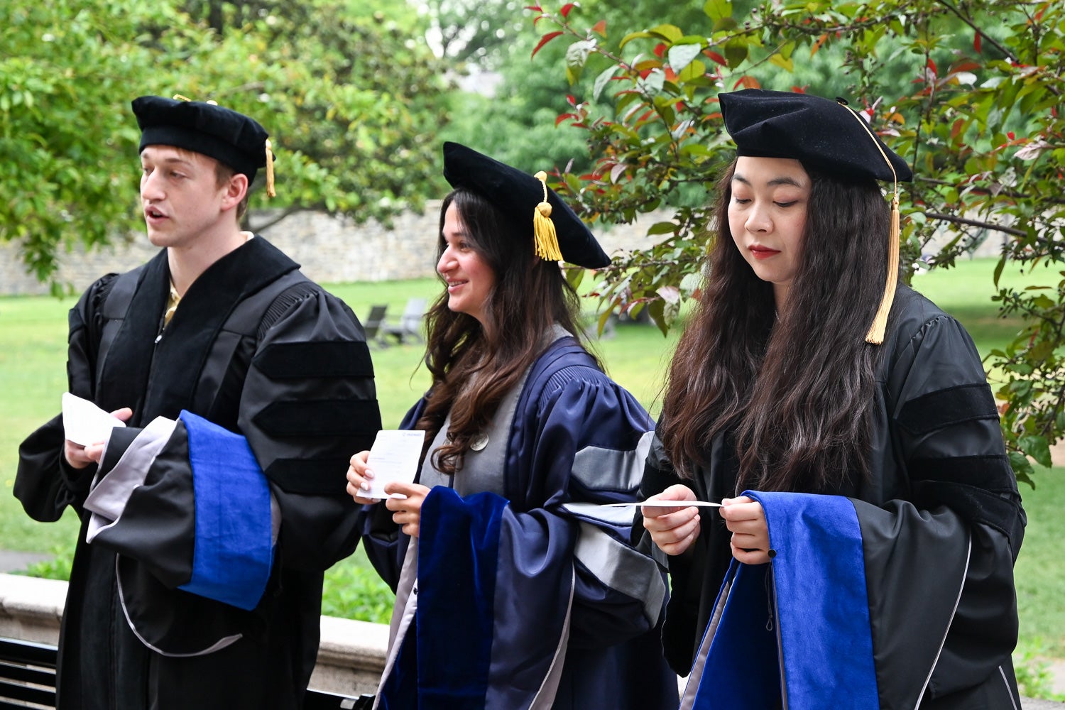 BGE Ph.D. graduates on White-Gravenor Esplanade before the School of Medicine Commencement ceremony