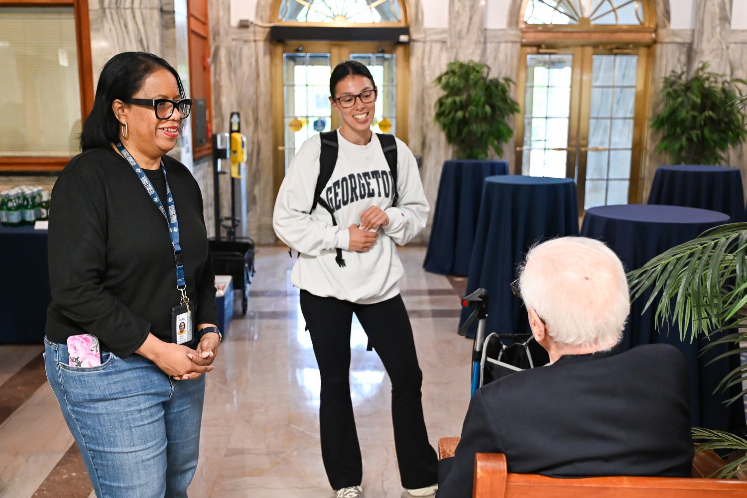 Students and faculty talk at the Department of Microbiology & Immunology Reception