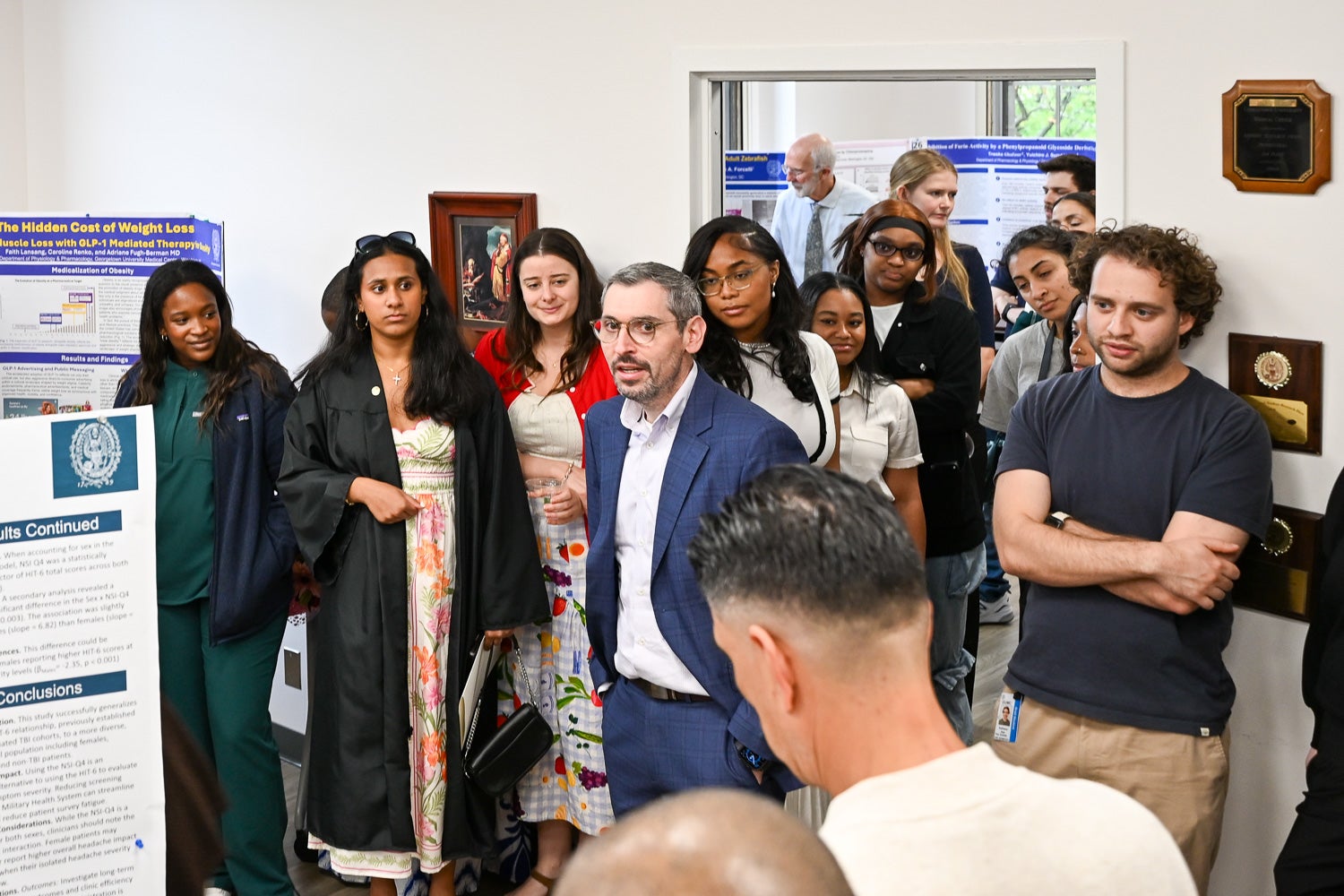 Patrick Forcelli addresses the crowd at Pharmacology & Physiology Poster Day