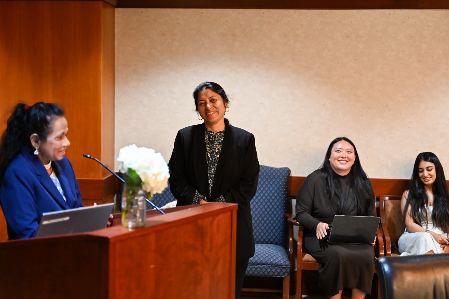 Sona Vasudevan introduces Amrita Cheema at the Systems Medicine Gala